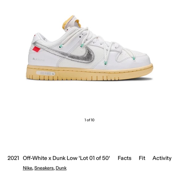 Off-White Other - Off White X Dunk Low “Lot 01 Of 50”